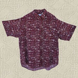 Roundtree & Yorke Men's Short Sleeve Button Up Aloha Shirt - L